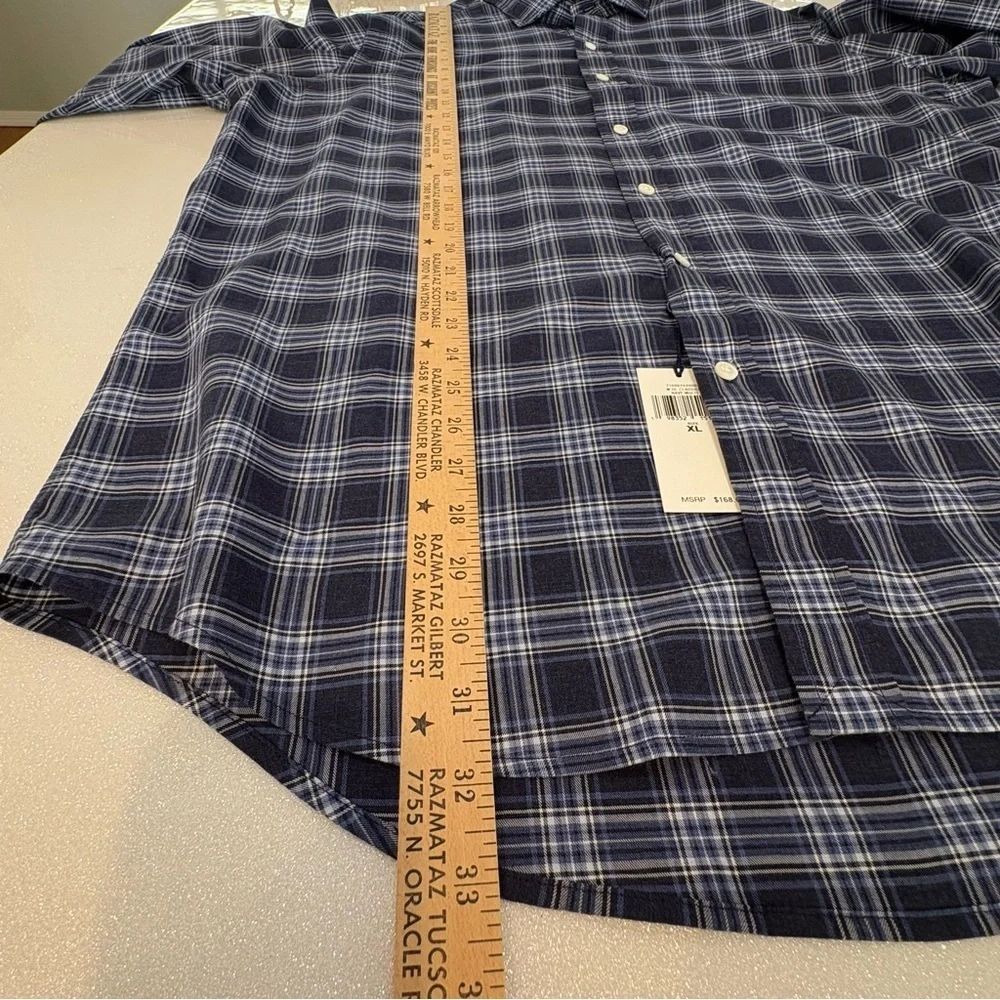 NWT Polo by Ralph Lauren Men’s Button Down Dress Shirt Blue Plaid 100% Cotton